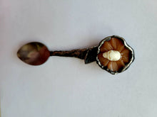 Load image into Gallery viewer, Orange Jade Flower Spoon with Bone Skull and Jade Leaf Handmade OOAK
