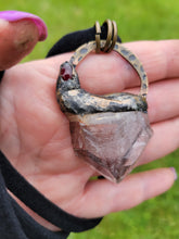 Load image into Gallery viewer, Tabby Quartz with Hematite Inclusions with GarnetHandmade OOAK
