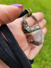 Load image into Gallery viewer, Tabby Quartz with Hematite Inclusions with GarnetHandmade OOAK
