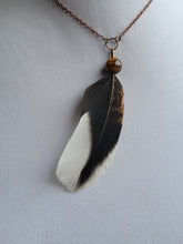 Load image into Gallery viewer, Feather and Tigereye Pendant Necklace Handmade
