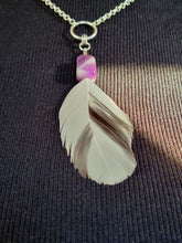 Load image into Gallery viewer, Feather and Chevron Amethyst Pendant Necklace Handmade
