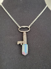 Load image into Gallery viewer, Antique Key with Hand Fitted Aura Quartz Handmade OOAK
