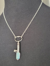 Load image into Gallery viewer, Antique Key with Hand Fitted Aura Quartz Handmade OOAK
