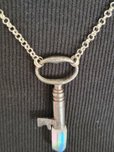 Load image into Gallery viewer, Antique Key with Hand Fitted Aura Quartz Handmade OOAK
