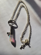 Load image into Gallery viewer, Antique Key with Hand Fitted Aura Quartz Handmade OOAK
