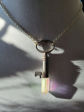 Load image into Gallery viewer, Antique Key with Hand Fitted Aura Quartz Handmade OOAK
