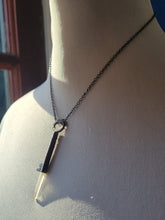 Load image into Gallery viewer, Antique Key with Hand Fitted with Light Golden Healer Quartz Point Handmade OOAK
