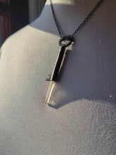 Load image into Gallery viewer, Antique Key with Hand Fitted with Light Golden Healer Quartz Point Handmade OOAK
