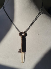 Load image into Gallery viewer, Antique Key with Hand Fitted with Light Golden Healer Quartz Point Handmade OOAK
