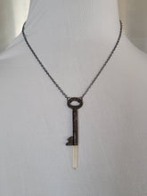 Load image into Gallery viewer, Antique Key with Hand Fitted with Light Golden Healer Quartz Point Handmade OOAK
