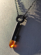 Load image into Gallery viewer, Antique Key with Hand Fitted with Heat Treated Amethyst &quot;Citrine&quot; Quartz Handmade OOAK
