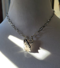 Load image into Gallery viewer, Raw Natural Quartz with Black Tourmaline Necklace Handmade  OOAK
