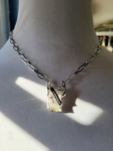 Load image into Gallery viewer, Raw Natural Quartz with Black Tourmaline Necklace Handmade  OOAK
