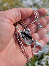 Load image into Gallery viewer, Raw Natural Quartz with Black Tourmaline Necklace Handmade  OOAK
