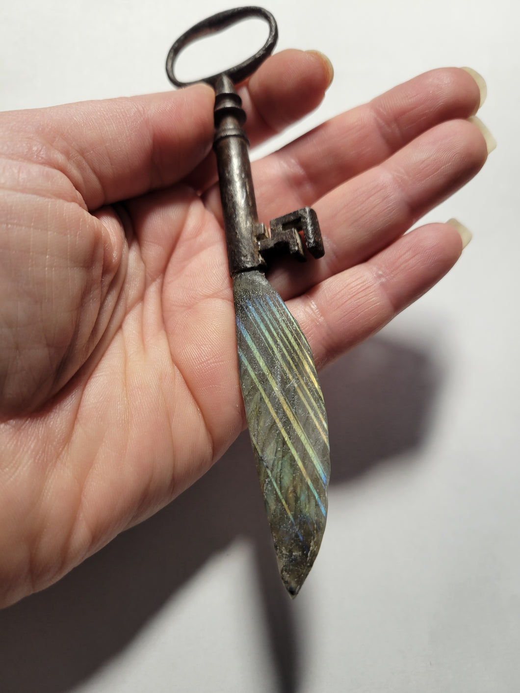 Hand Shaped From Raw Labradorite Blade Key Handmade OOAK