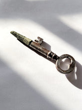 Load image into Gallery viewer, Antique Key with Green Quartz Point Actinolite  and Chlorite Inclusion Cluster Point Wand Handmade OOAK
