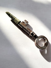 Load image into Gallery viewer, Antique Key with Green Quartz Point Actinolite  and Chlorite Inclusion Cluster Point Wand Handmade OOAK
