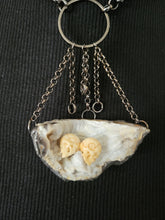 Load image into Gallery viewer, Druzy Agate with Two Carved Bone Skulls &quot;The Lovers&quot;Handmade OOAK
