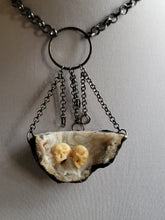 Load image into Gallery viewer, Druzy Agate with Two Carved Bone Skulls &quot;The Lovers&quot;Handmade OOAK
