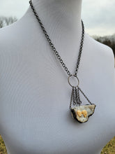 Load image into Gallery viewer, Druzy Agate with Two Carved Bone Skulls &quot;The Lovers&quot;Handmade OOAK
