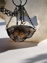 Load image into Gallery viewer, Druzy Agate with Two Carved Bone Skulls &quot;The Lovers&quot;Handmade OOAK
