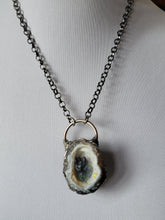 Load image into Gallery viewer, Shimmer Agate Geode with Flourite Dragon and Wello Opal Handmade OOAK
