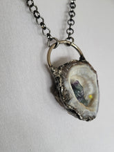 Load image into Gallery viewer, Shimmer Agate Geode with Flourite Dragon and Wello Opal Handmade OOAK
