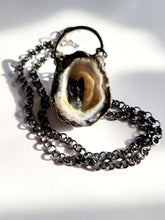 Load image into Gallery viewer, Shimmer Agate Geode with Flourite Dragon and Wello Opal Handmade OOAK
