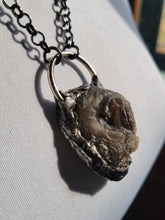 Load image into Gallery viewer, Shimmer Agate Geode with Flourite Dragon and Wello Opal Handmade OOAK
