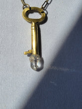 Load image into Gallery viewer, Brass Key with Hand Fitted Natural State Disco Harlequin Quartz Handmade OOAK
