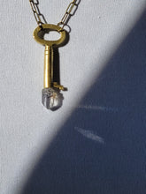 Load image into Gallery viewer, Brass Key with Hand Fitted Natural State Disco Harlequin Quartz Handmade OOAK
