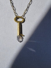 Load image into Gallery viewer, Brass Key with Hand Fitted Natural State Disco Harlequin Quartz Handmade OOAK
