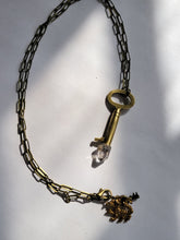 Load image into Gallery viewer, Brass Key with Hand Fitted Natural State Disco Harlequin Quartz Handmade OOAK
