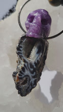 Load and play video in Gallery viewer, Druzy Agate with Lepidolite Skull Handmade OOAK
