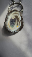 Load and play video in Gallery viewer, Shimmer Agate Geode with Flourite Dragon and Wello Opal Handmade OOAK
