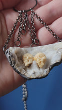 Load and play video in Gallery viewer, Druzy Agate with Two Carved Bone Skulls &quot;The Lovers&quot;Handmade OOAK
