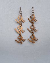 Load image into Gallery viewer, Vintage LOVE Stamp Earrings Copper Wash Handmade
