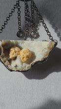 Load and play video in Gallery viewer, Druzy Agate with Two Carved Bone Skulls &quot;The Lovers&quot;Handmade OOAK
