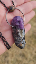 Load and play video in Gallery viewer, Druzy Agate with Lepidolite Skull Handmade OOAK
