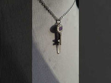 Load and play video in Gallery viewer, Antique Vintage Key with Charoite &amp; Arkansas Quartz Handmade OOAK
