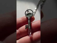 Load and play video in Gallery viewer, Natural Iridescent Hematite &amp; Vera Cruz Amerhyst Antique Vintage Key Necklace Handmade ooak
